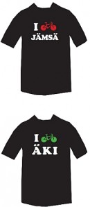Jämsän ja Äänekosken I Cycle -paidat.