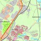 Laukaantien tiesuunnitelman alue on merkitty karttaan punaisella ja ehdotetun Baanareitin mustalla ja vihreällä.